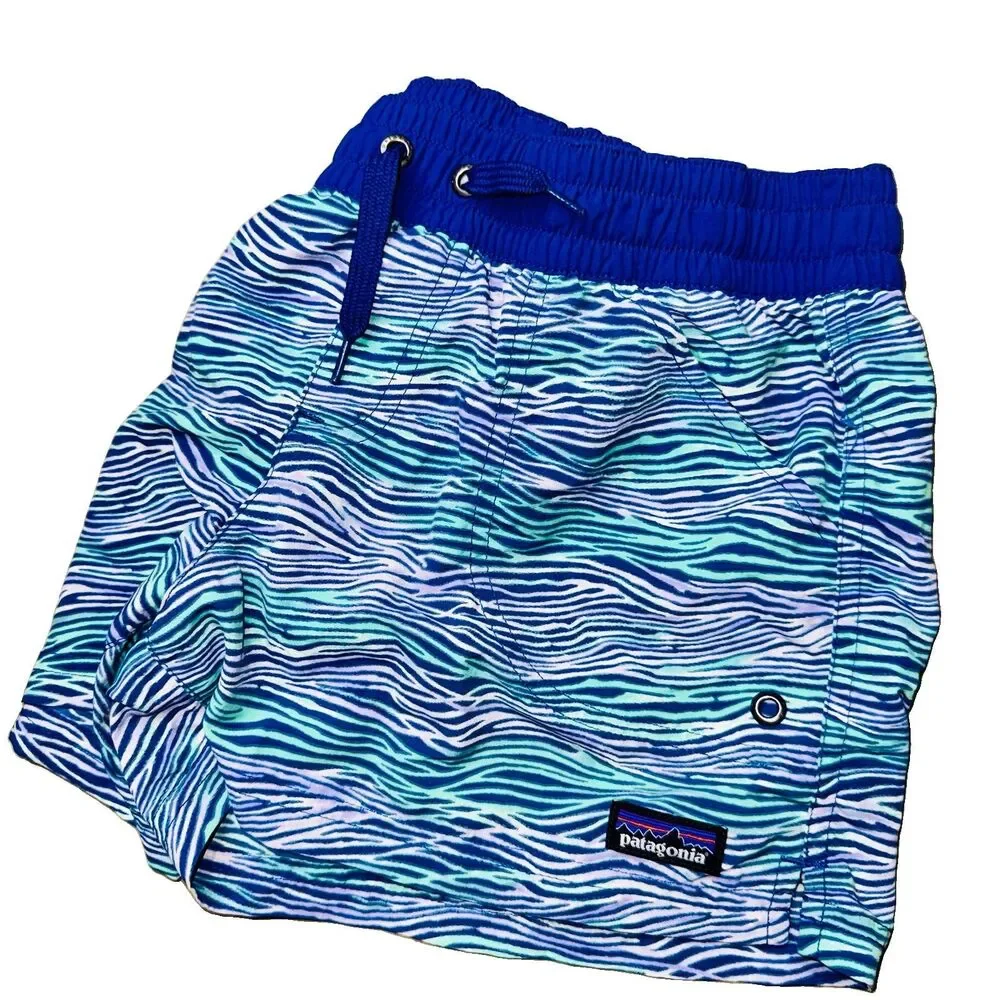 Patagonia Costa Rica Baggies Shorts Kids Size XL Blue Stripes 3